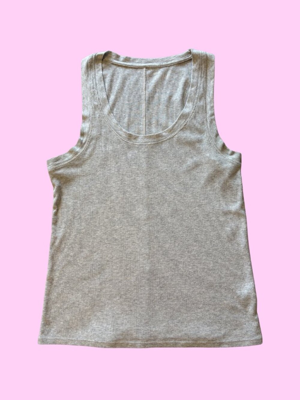 Aerie Scoop Neck Ribbed Tank Top, Light Grey, Size L